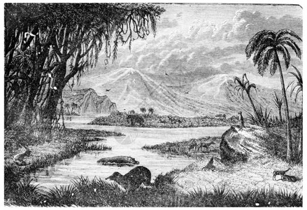 法国的Miocene时期的景观古代刻画的插图地球在人类面前186年图片