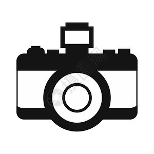 Retro相机平面图标在白色背景上被孤立相机简单图标图片