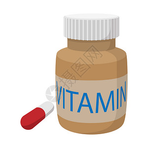 卡通药丸白色背景的tne瓶装卡通图标中的维生素胶囊tne瓶装卡通图标中的维生素胶囊背景
