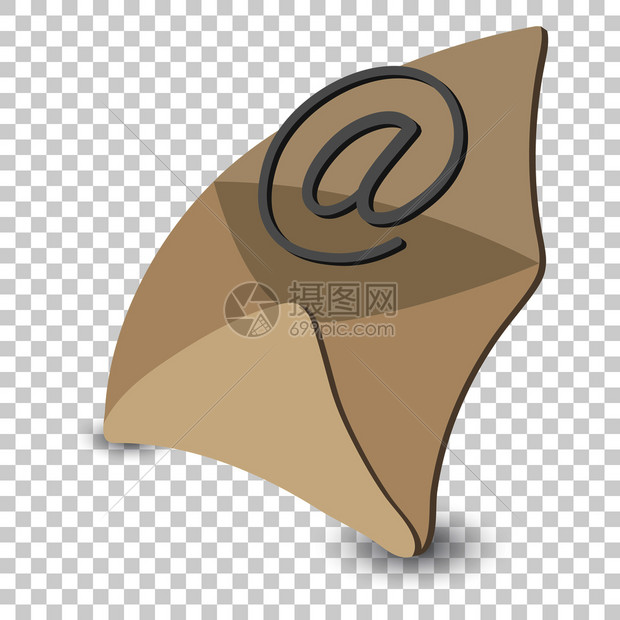 电子邮件卡通符号透明背景上的单信封插图