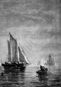 纽约湾的雾重写插图旅行日报18790年图片
