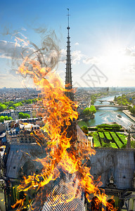 法国巴黎圣母院大教堂火灾图片