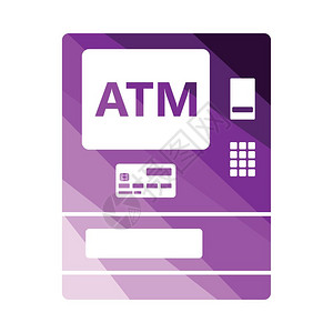 ATM图标平面彩色设计矢量插图图片