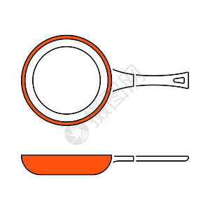 厨房板图标薄线和橙色填充设计矢量说明图片