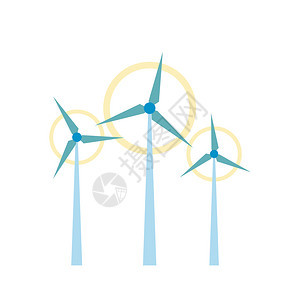 风力涡轮机平板图标在白色背景上隔离的多彩生态符号风力涡轮机平板图标图片