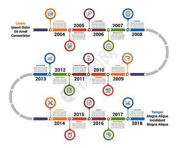 带有箭头工作流程或图矢量eps10插图的时线信息模板图片