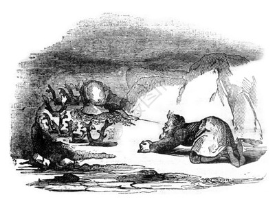 Varek通行证萨米人崇拜恋物癖古老的雕刻插图MagasinPittoresque184年图片
