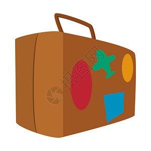 卡通行李箱白色背景的棕旅行李箱卡通图标棕色旅行李箱卡通图标背景
