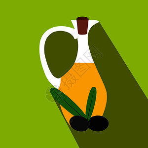 瓶装橄榄油图标以绿色背景的平板风格瓶装橄榄油图标平板风格图片