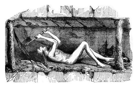 受雇于煤矿开采业的青年男子1843年马加辛皮托雷克刻有古老的插图图片