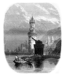 对莱茵河的观察1843年的MagasinPittoresque图片