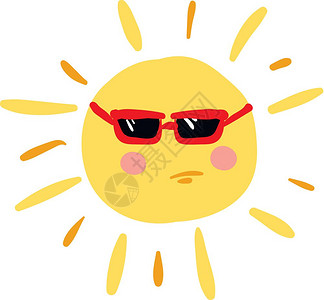 戴墨镜愤怒的太阳插图图片
