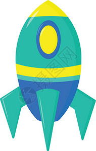 蓝色黄和绿彩火箭矢量彩色绘画或插图图片