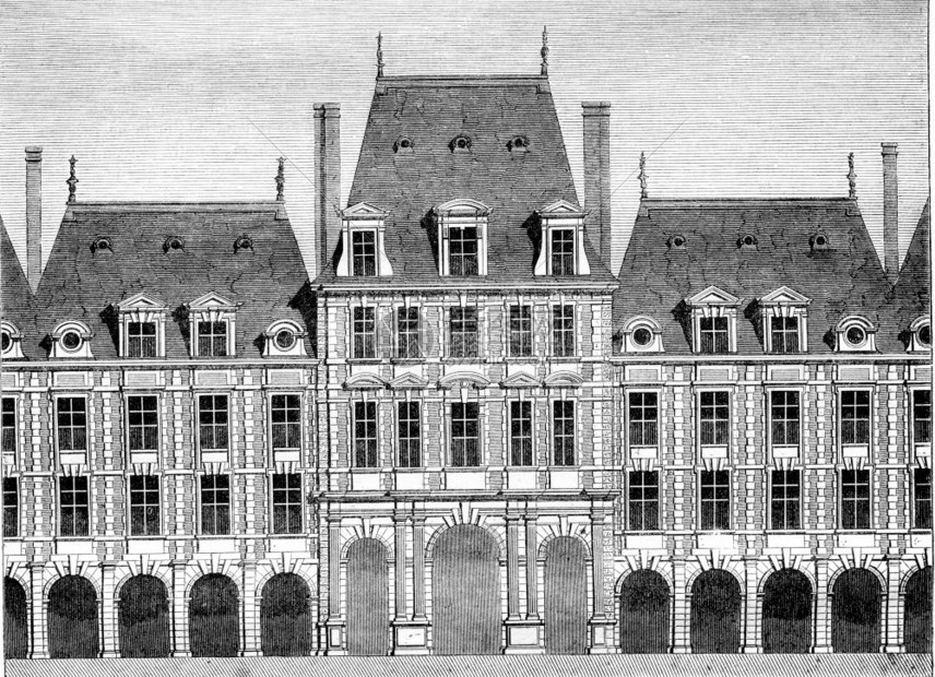 皇家大厦主馆从亨利四世开始到路易十三世完成刻有文字的古典插图184年马加辛皮托雷斯克图片