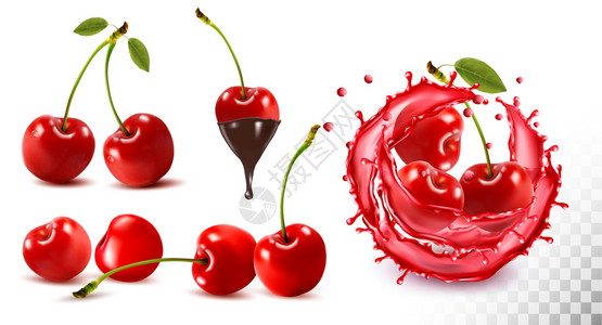 甜樱桃和果汁背景图片