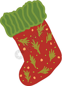 红袜带有绿边小桃圈和叶设计从中提取矢量颜色图画或插图片