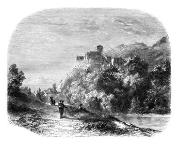 Lourdes城堡Lourdes附近的景观1852年马加辛皮托雷斯克图片
