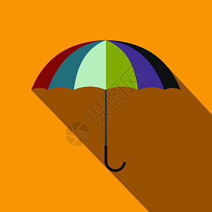 黄色背景上的彩色雨伞图标图片