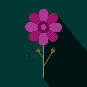 绿色背景上的紫色花朵图标图片