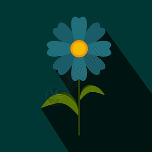 深绿色背景的蓝色花朵图标图片