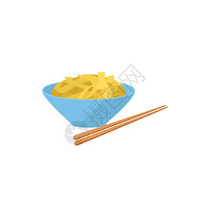 白种背景的一碗饭有筷子图标卡通风格的一碗饭有筷子图标的一碗饭图片