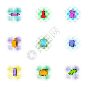 集装箱图标用于网络的9个集装箱矢量图标的流行艺术插图集装箱标流行艺术风格图片