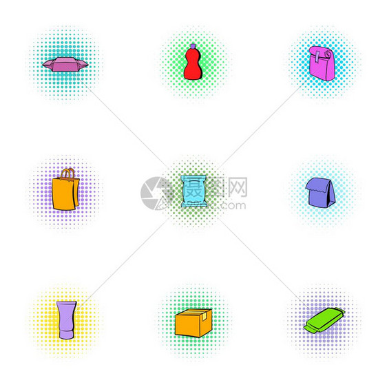 集装箱图标用于网络的9个集装箱矢量图标的流行艺术插图集装箱标流行艺术风格图片