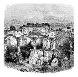 16世纪墨西哥特拉马纳尔科的废墟和186年马加辛皮托雷斯克的古典雕刻图图片