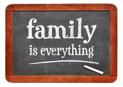 家庭就是一切旧的黑板上白粉文字黑板图片