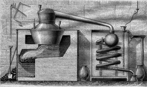1867年世界博览会硫酸浓度白金蒸馏刻有古老的插图MagasinPittoresque1867年图片