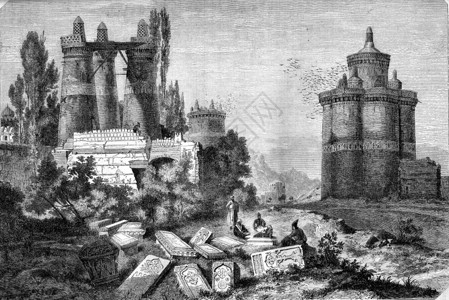 1870年在伊斯法罕附近一个的多维科特人和废墟MagasinPittoresque图片