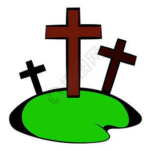 卡通天主教墓碑矢量插图背景图片