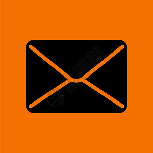 邮件图标橙色背景上的黑矢量说明偶像高清图片素材