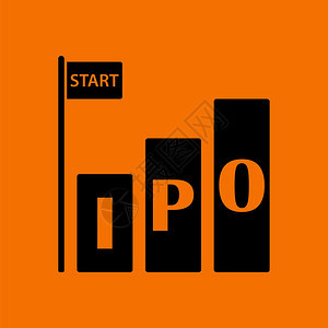 Ipo图标橙色背景上的黑矢量说明图片