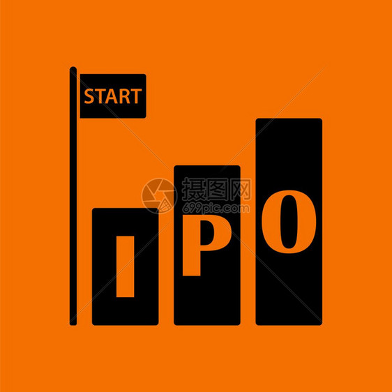 Ipo图标橙色背景上的黑矢量说明图片