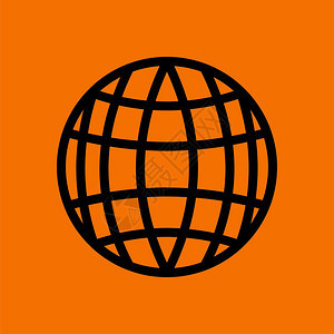 环球图标橙色背景的黑矢量说明图片