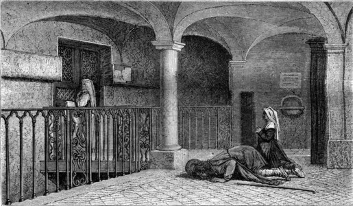 1870在Carcere的SanPietro教堂前举行绘画和朝圣者展览罗马古老的Mamertine监狱1870年MagasinP图片
