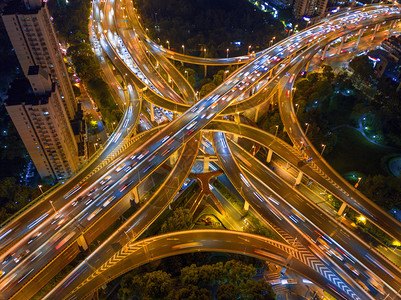 上海市高速公路夜景建筑结构概念图片