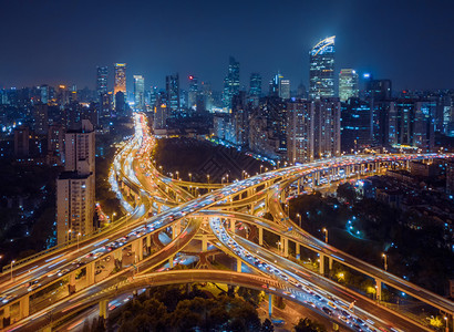 上海市高速公路夜景建筑结构概念图片