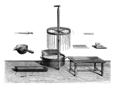 制作蜡烛的Utensils1873年的MagasinPittoresque图片