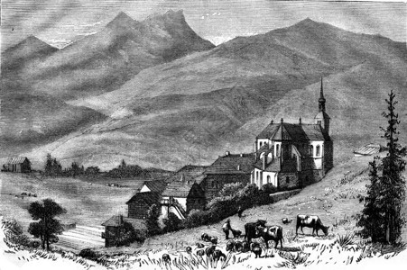 Abondacence修道院HauteSavoie1876年马加辛皮托雷斯克刻有古老的插图图片