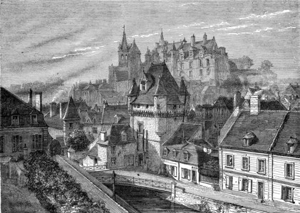 洛切斯科代列尔门和城堡1876年马加辛皮托罗尔克的古典雕刻插图图片