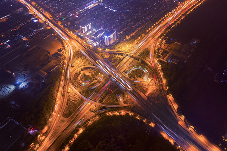 上海市环路高速公路夜景建筑结构概念图片