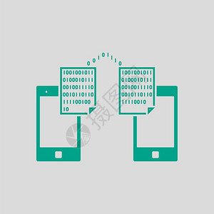 交换数据图标灰色背景上的绿矢量说明图片