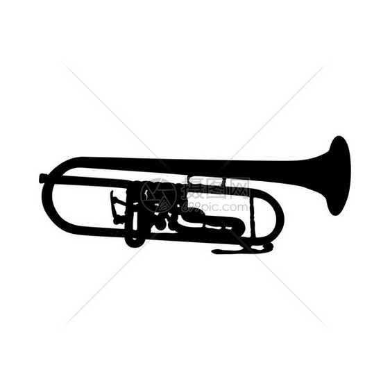 Trumpet风乐器Silhouette光滑和清晰矢量光华图片