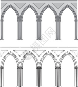 哥特拱形和柱图片