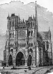 AmiensCathedralVintage雕刻的插图工业百科全书EOLami1875背景图片
