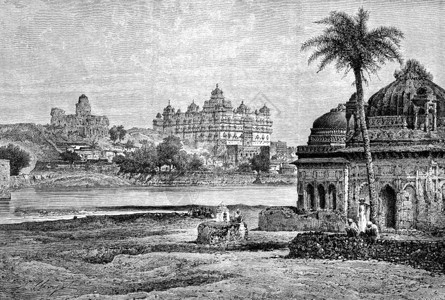 Duttiah的观点取自我们平房刻有古老文字的插图世界之旅行日报1872年图片