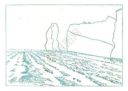 在赫尔戈兰岛以北的低潮下刻着古老的插图190年从宇宙和人类图片