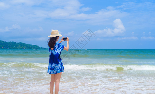 嗨游普吉岛在泰国普吉Phucket中午的海洋或自然旅行度假室外游期间背景